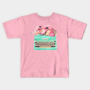 Typewriter with Flowers Kids T-Shirt